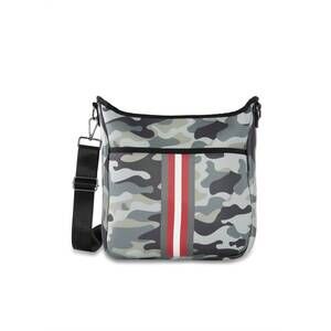 NEW THREADED PEAR camo neoprene messenger bag in grey